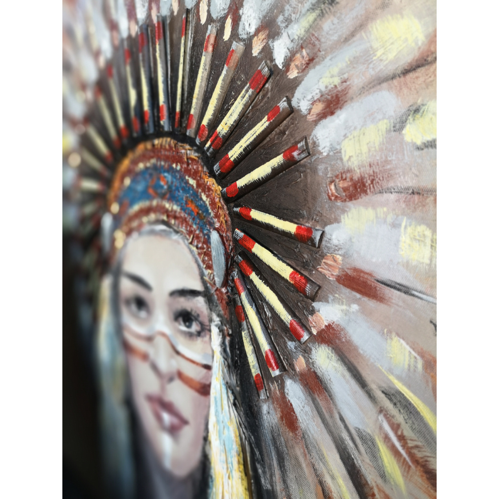INDIAN GIRL ΠΙΝΑΚΑΣ ΔΙΑΚΟΣΜΗΣΗΣ 90x90x4 ΚΑΜΒΑΣ ΞΥΛΟ