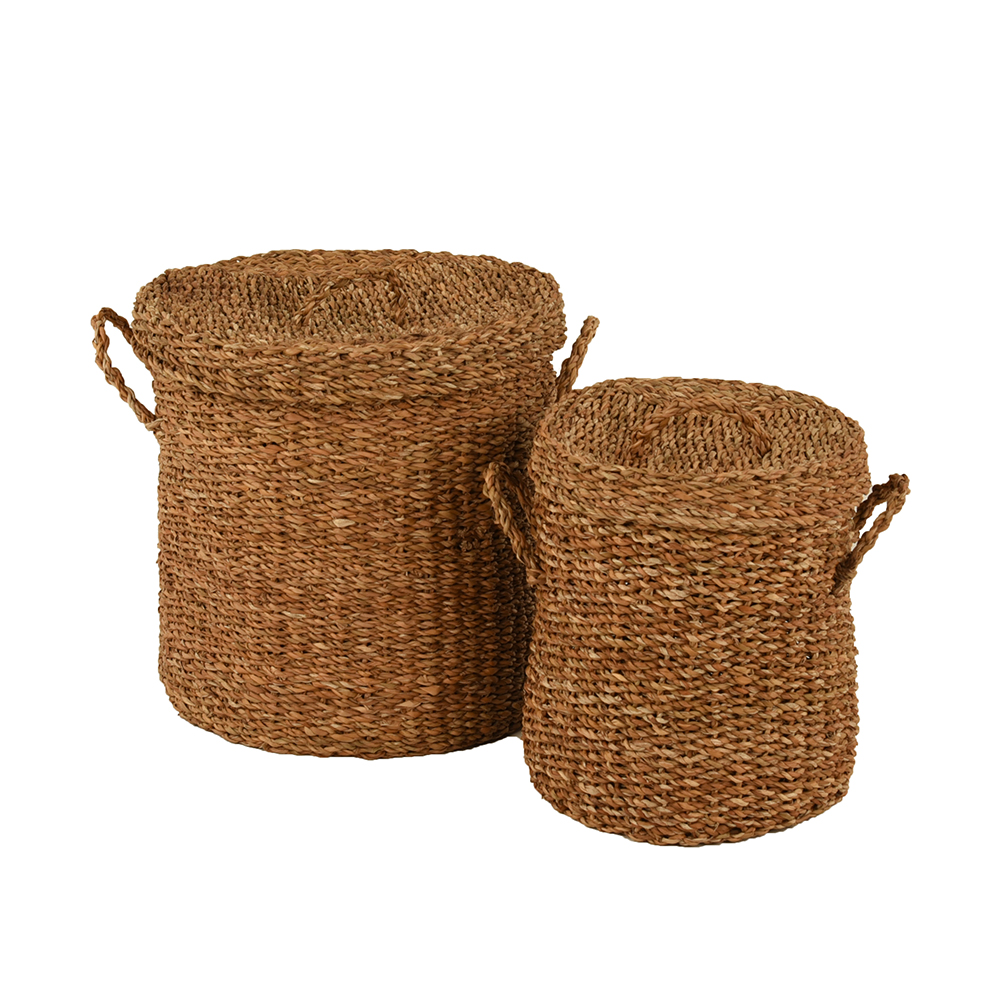 SEAGRASS ΚΑΛΑΘΙ ΜΕ ΚΑΠΑΚΙ SET 2ΤΜΧ 44x44x45 SEAGRASS ΦΥΣΙΚΟ