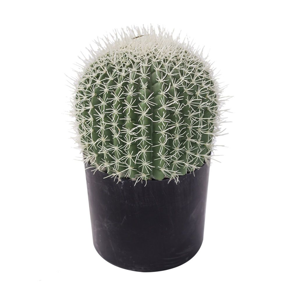 FEROCACTUS ΦΥΤΟ ΤΕΧΝΗΤΟ ΣΕ ΓΛΑΣΤΡΑ 18x18x30 ΥΦΑΣΜΑ ΠΡΑΣΙΝΟ ΛΕΥΚΟ ΠΛΑΣΤΙΚΟ