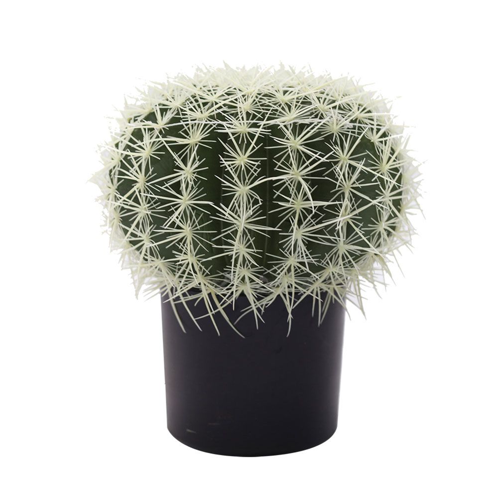 FEROCACTUS ΦΥΤΟ ΤΕΧΝΗΤΟ ΣΕ ΓΛΑΣΤΡΑ 25x25x33 ΥΦΑΣΜΑ ΠΡΑΣΙΝΟ ΛΕΥΚΟ ΠΛΑΣΤΙΚΟ