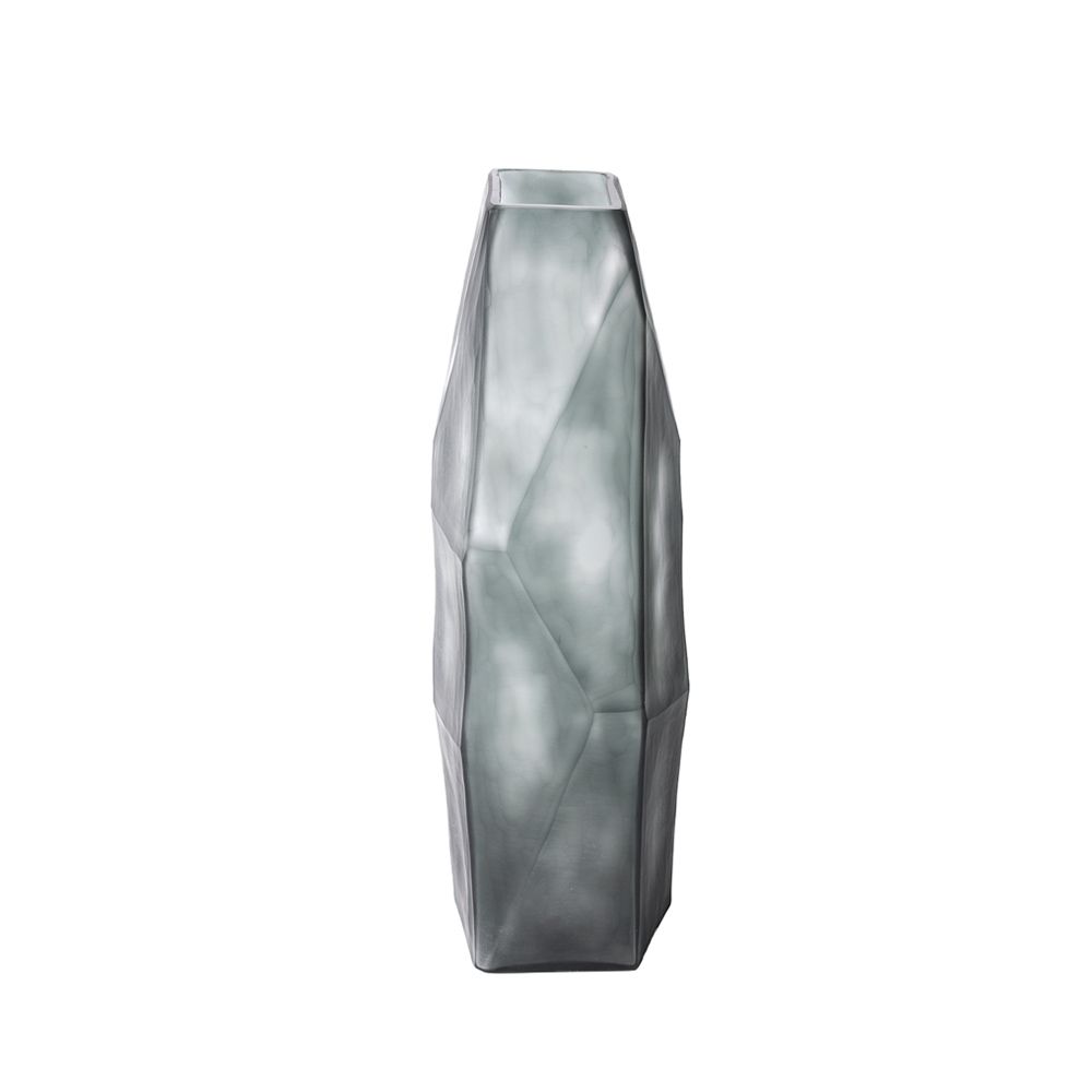 ROCHE GREY ΒΑΖΟ 21x15x38cm ΓΥΑΛΙ ΓΚΡΙ