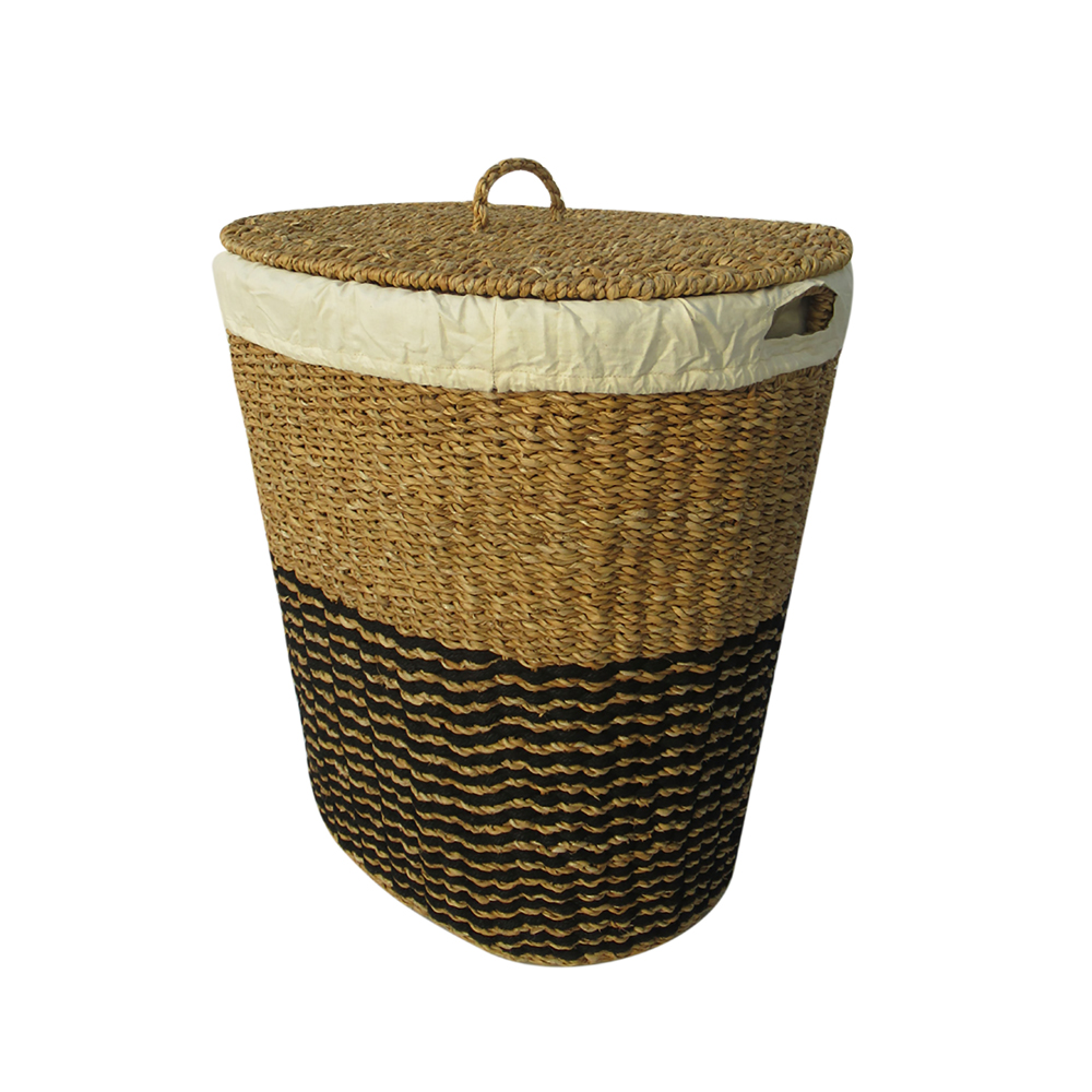 NIKKI ΚΑΛΑΘΙ ΜΕ ΚΑΠΑΚΙ 50x50x50 SEAGRASS ΦΥΣΙΚΟ ΜΑΥΡΟ HOGLA ROPE ΛΕΥΚΟ