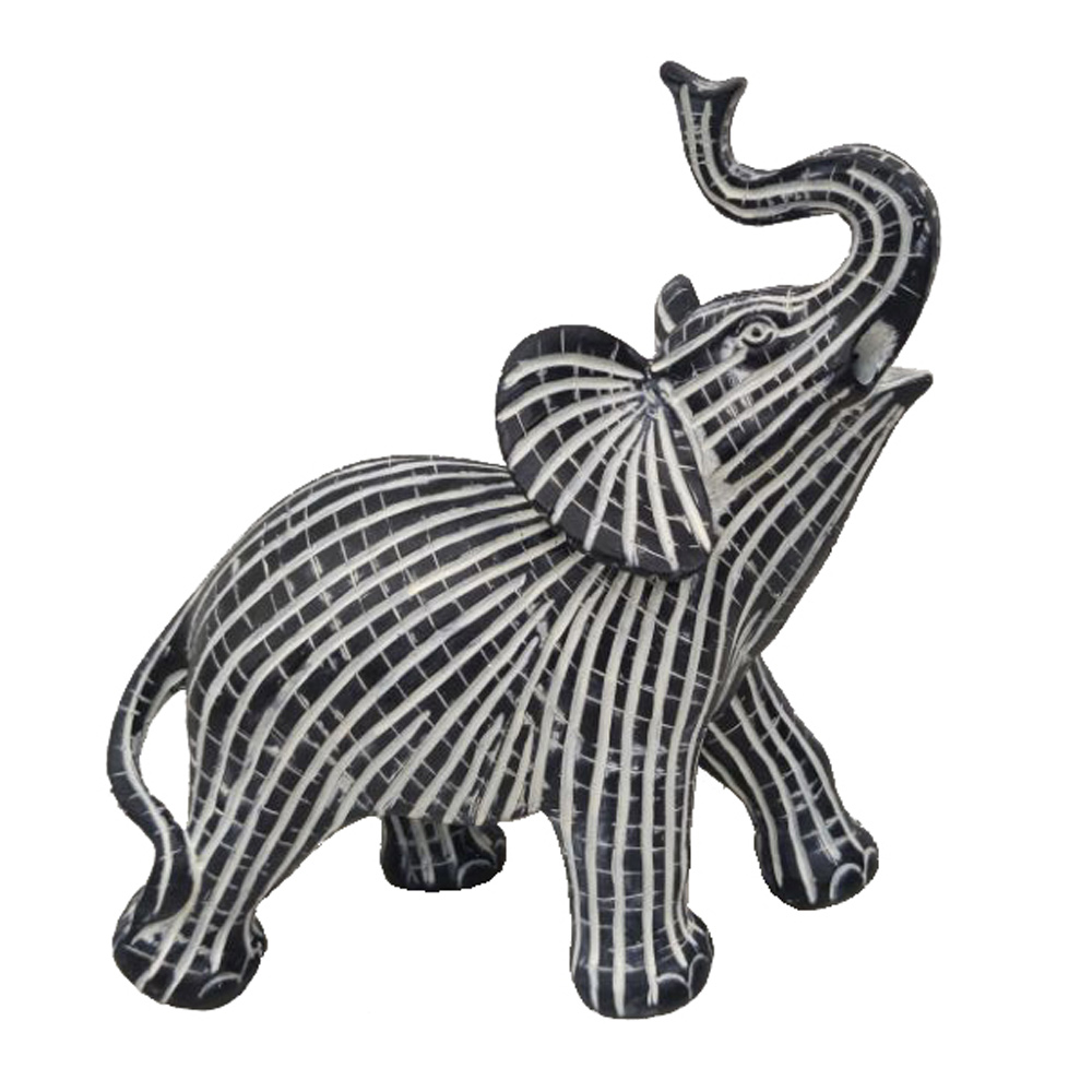 HAPPY ELEPHANT DECORATION ELEPHANT 21x10x23 POLYRESIN BLACK WHITE