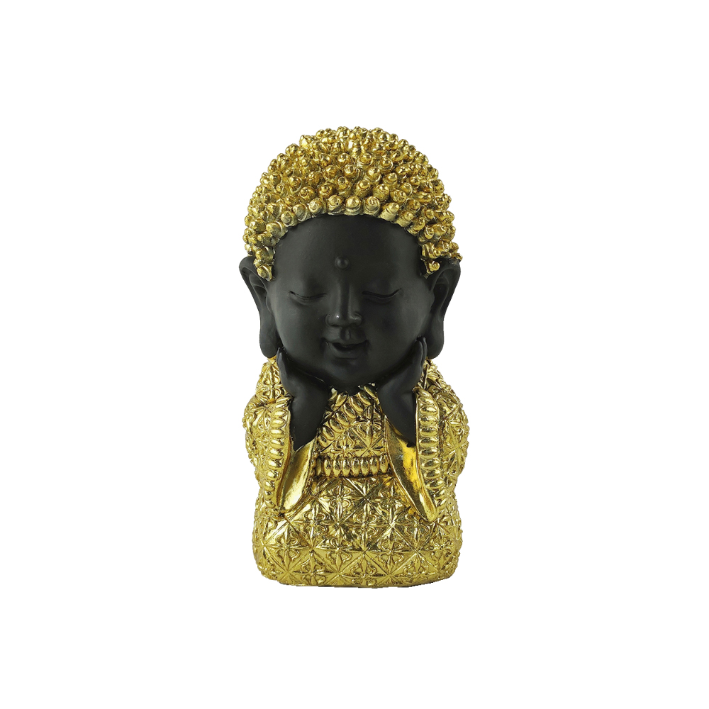 BABY BUDDHA ΔΙΑΚΟΣΜΗΤΙΚΟ ΒΟΥΔΑΣ 12x10x17 POLYRESIN ΧΡΥΣΟ ΜΑΥΡΟ