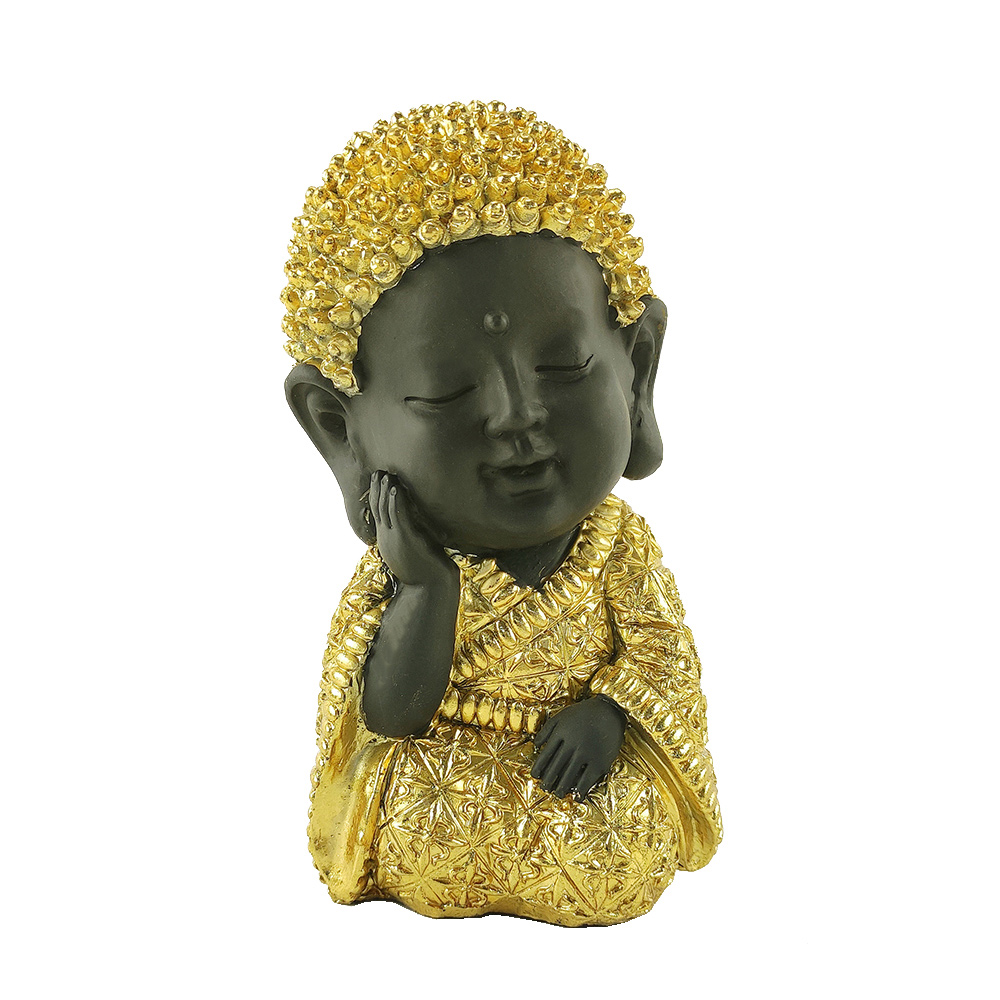 BABY BUDDHA ΔΙΑΚΟΣΜΗΤΙΚΟ ΒΟΥΔΑΣ 12x10x17 POLYRESIN ΧΡΥΣΟ ΜΑΥΡΟ