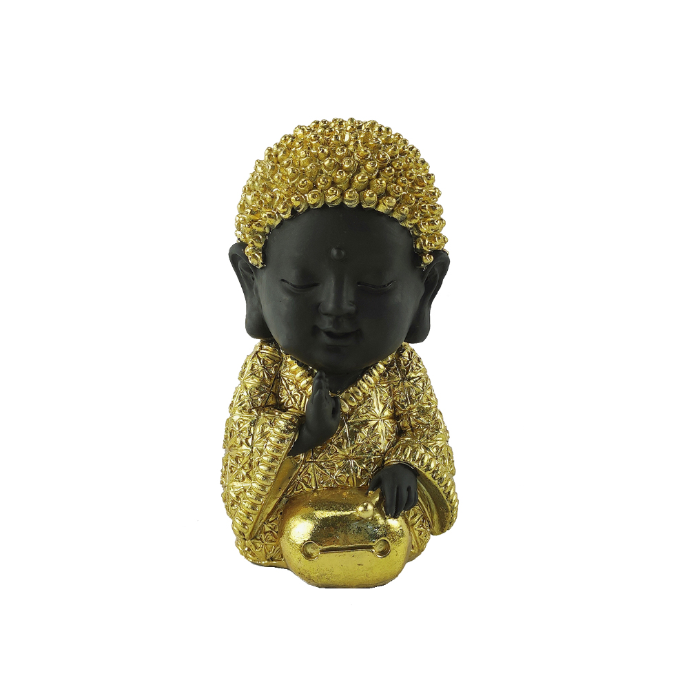 BABY BUDDHA ΔΙΑΚΟΣΜΗΤΙΚΟ ΒΟΥΔΑΣ 12x10x17 POLYRESIN ΧΡΥΣΟ ΜΑΥΡΟ