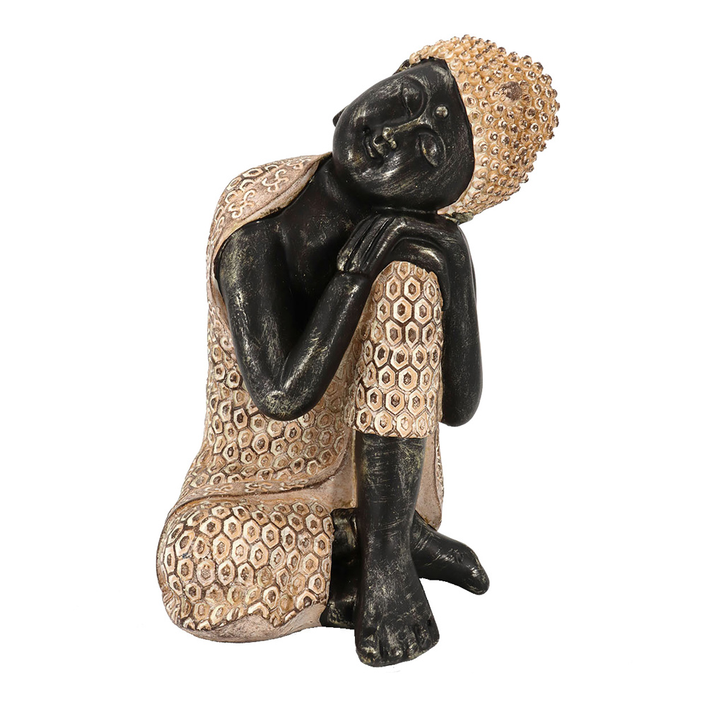 RESTING BUDDHA ΔΙΑΚΟΣΜΗΤΙΚΟ ΒΟΥΔΑΣ 15x15x24 POLYRESIN ΦΥΣΙΚΟ ΜΑΥΡΟ