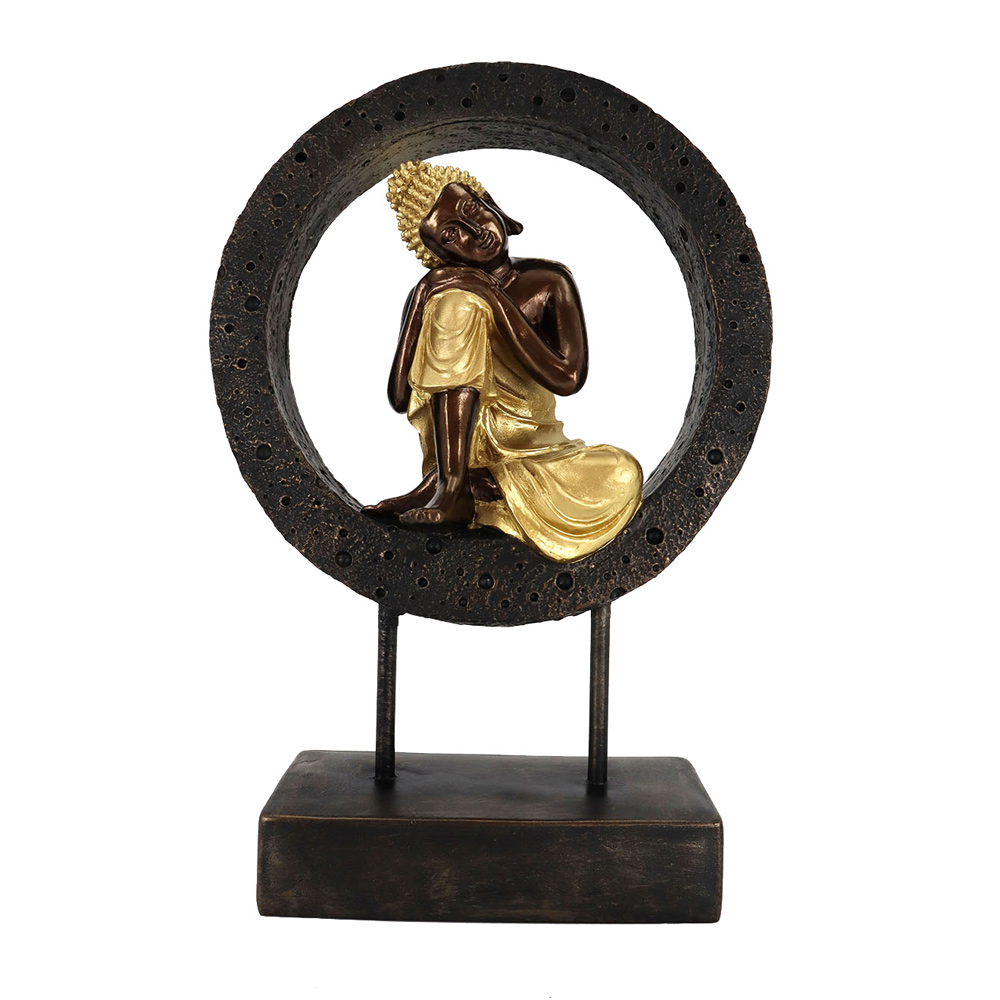 BUDDHA CIRCLE ΔΙΑΚΟΣΜΗΤΙΚΟ TOTEM 24x11x35 POLYRESIN ΜΑΥΡΟ ΧΡΥΣΟ