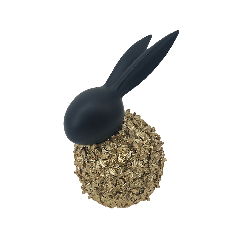 BLOOM RABBIT ΔΙΑΚΟΣΜΗΤΙΚΟ ΛΑΓΟΣ 12x9x18 POLYRESIN ΧΡΥΣΟ ΜΑΥΡΟ