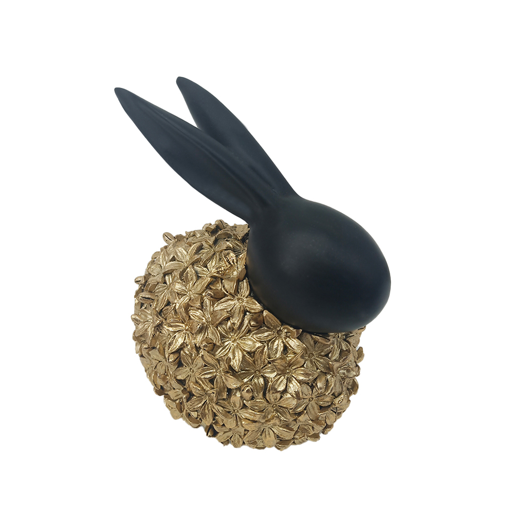 BLOOM RABBIT ΔΙΑΚΟΣΜΗΤΙΚΟ ΛΑΓΟΣ 12x9x14 POLYRESIN ΧΡΥΣΟ ΜΑΥΡΟ