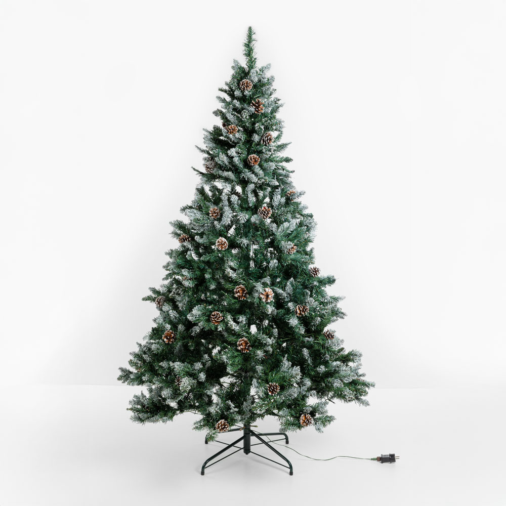 PINE ΧΡΙΣΤΟΥΓΕΝΝΙΑΤΙΚΟ ΔΕΝΤΡΟ ΧΙΟΝΙΣΜΕΝΟ ΜΕ LED 150x150x210 PVC ΠΡΑΣΙΝΟ ΛΕΥΚΟ