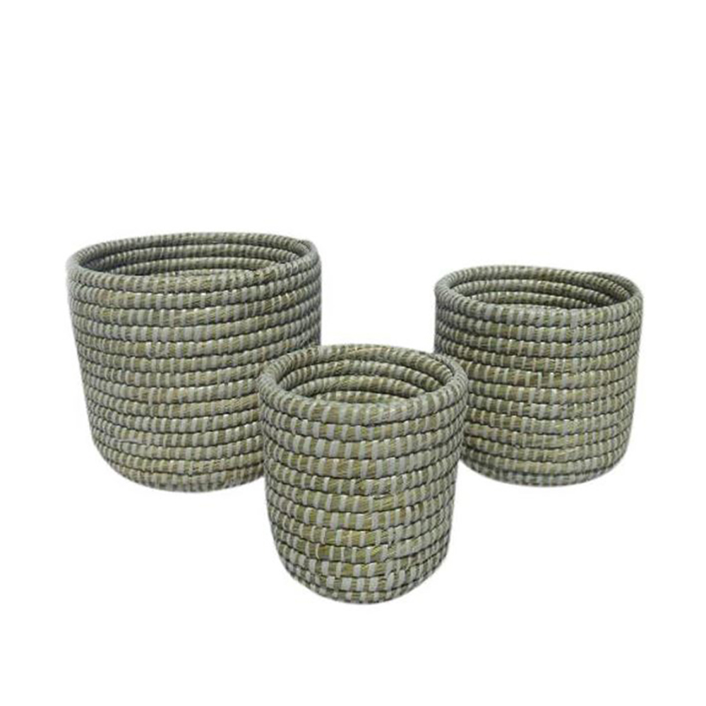 NILE ΚΑΣΠΩ SET 3ΤΜΧ 25x25x25 KANSGRASS ΦΥΣΙΚΟ ΛΕΥΚΟ PVC