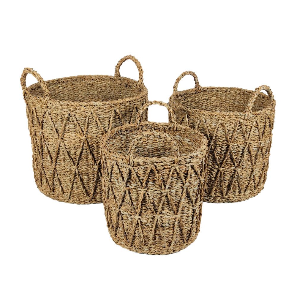 ALMAR ΚΑΛΑΘΙ ΑΠΟΘΗΚΕΥΣΗΣ SET 3ΤΜΧ 36x36x30cm SEAGRASS ΦΥΣΙΚΟ