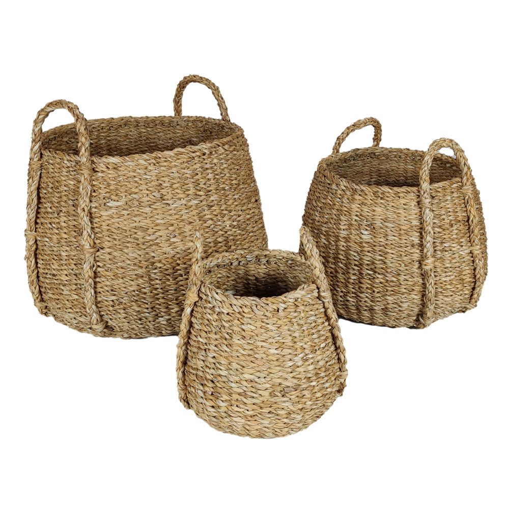 ALMAR ΚΑΛΑΘΙ ΧΕΡΟΥΛΙ SET 3ΤΜΧ 45x45x30cm SEAGRASS ΦΥΣΙΚΟ