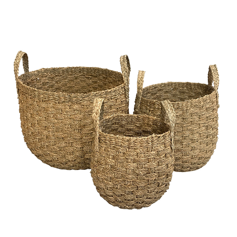 PAROS ΚΑΛΑΘΙ SET 3ΤΜΧ 43x43x41 SEAGRASS ΦΥΣΙΚΟ