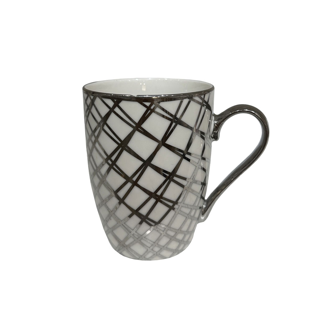 CHIC ΚΟΥΠΑ 8x8x11 NEW BONE CHINA ΛΕΥΚΟ SILVER