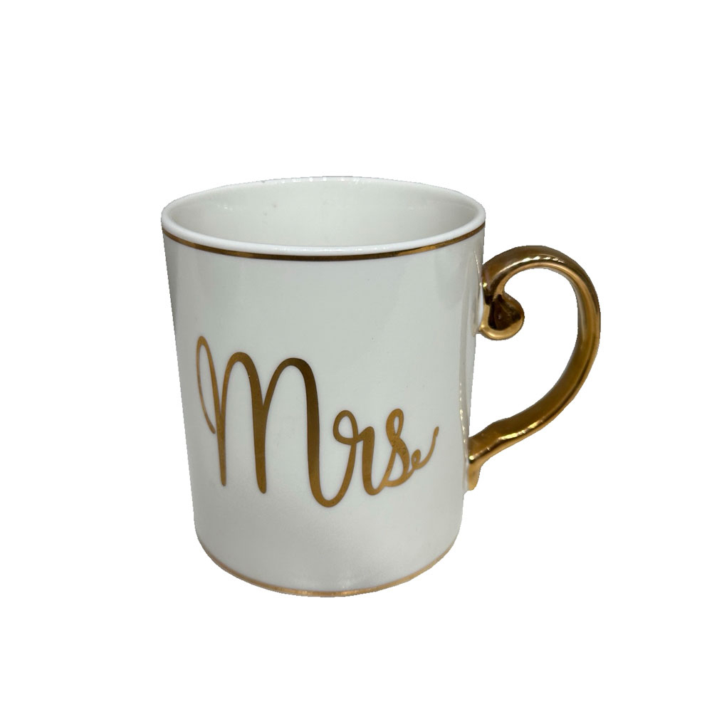 MRS LOVE ΚΟΥΠΑ 8x8x9 NEW BONE CHINA ΛΕΥΚΟ ΧΡΥΣΟ