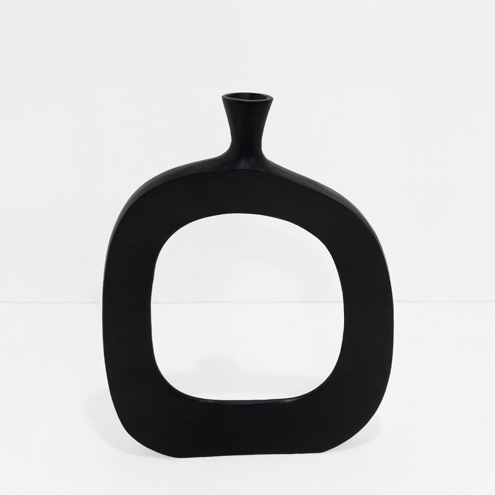ABSTRACT OVAL ΒΑΖΟ 37x6x50 ΑΛΟΥΜΙΝΙΟ ΜΑΥΡΟ