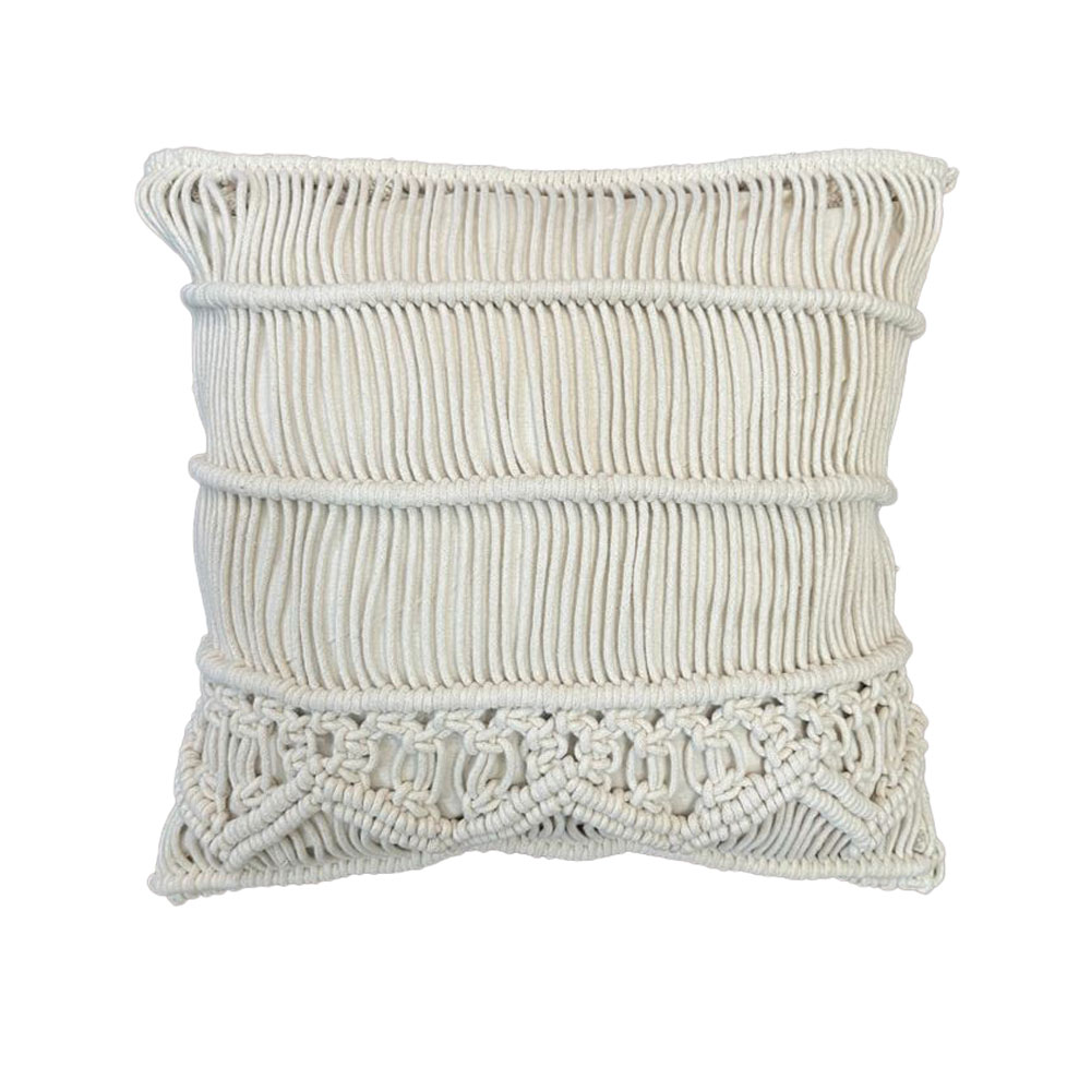 HARSHA ΔΙΑΚΟΣΜΗΤΙΚΟ ΜΑΞΙΛΑΡΙ MACRAME 45x45 ΒΑΜΒΑΚΙ IVORY POLYESTER