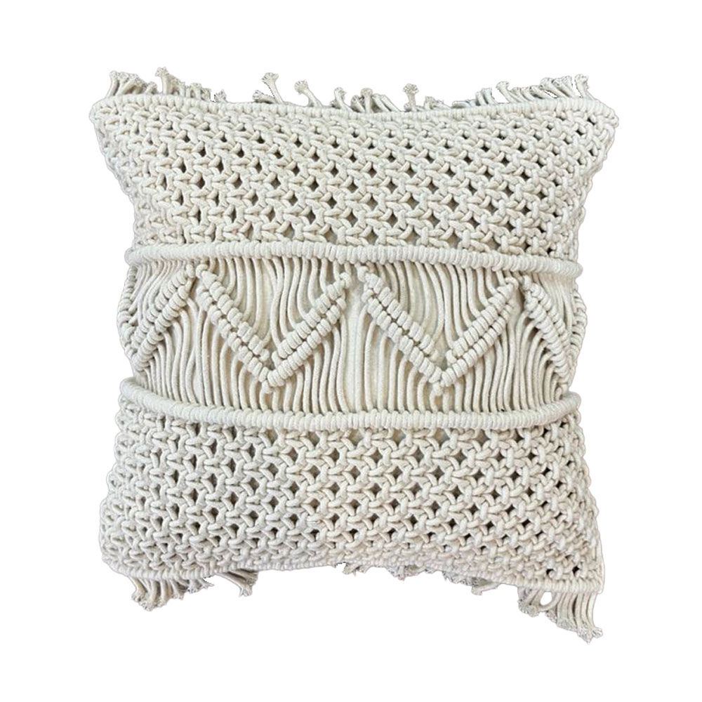 KAIA ΔΙΑΚΟΣΜΗΤΙΚΟ ΜΑΞΙΛΑΡΙ MACRAME 45x45 ΒΑΜΒΑΚΙ IVORY POLYESTER