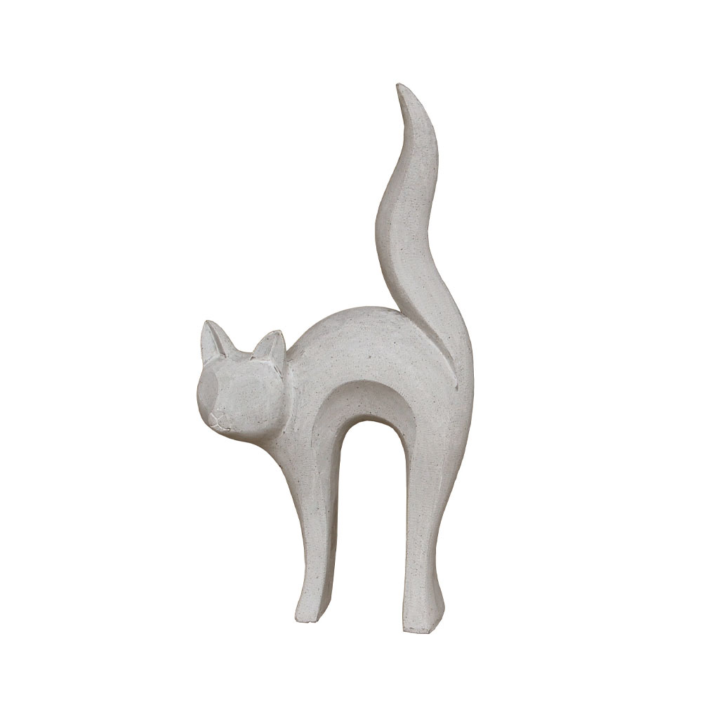 CAT STATUE ΔΙΑΚΟΣΜΗΤΙΚΗ ΓΑΤΑ 31x15x62 ΤΕΧΝΗΤΗ ΠΕΤΡΑ ΓΚΡΙ ΑΝΟΙΧΤΟ