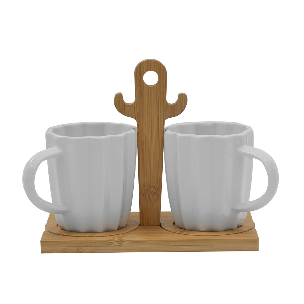 CACTUS ΚΟΥΠΑ ESPRESSO SET 2ΤΜΧ 20x12x17 ΠΟΡΣΕΛΑΝΗ ΛΕΥΚΟ ΦΥΣΙΚΟ BAMBOO