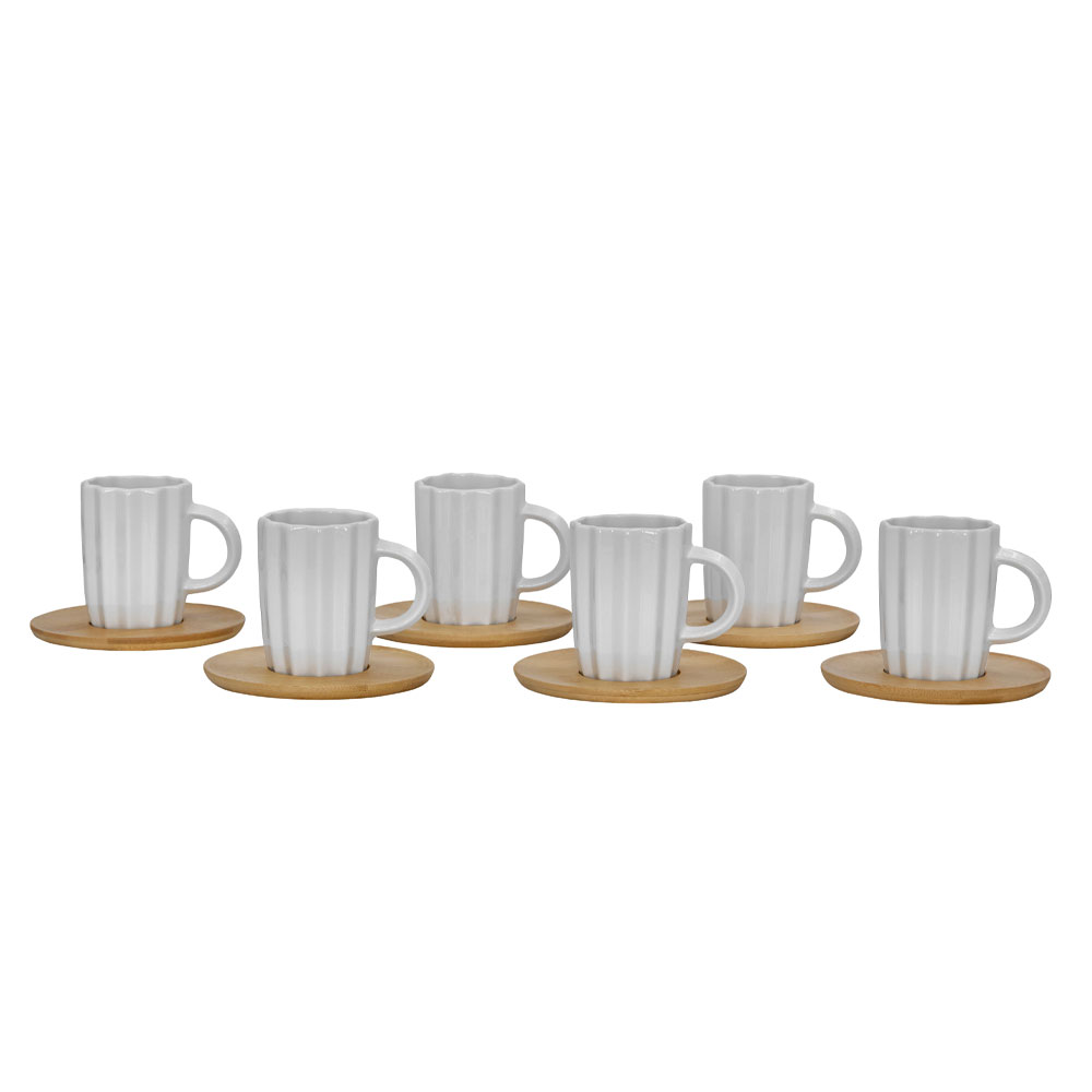 CACTUS ΚΟΥΠΑ ESPRESSO SET 6ΤΜΧ 32x28x7 ΠΟΡΣΕΛΑΝΗ ΛΕΥΚΟ ΦΥΣΙΚΟ BAMBOO