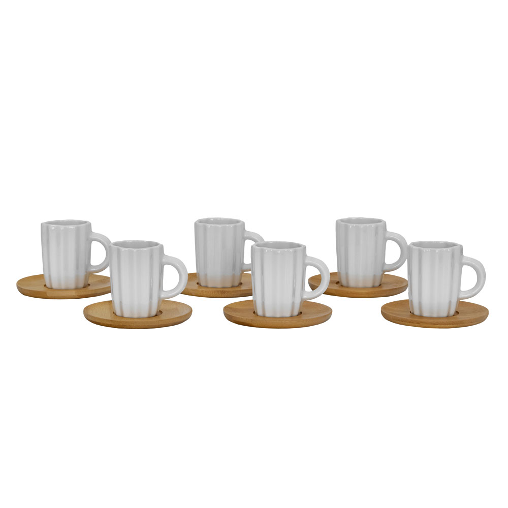 CACTUS ΚΟΥΠΑ ESPRESSO SET 6ΤΜΧ 27x22x6 ΠΟΡΣΕΛΑΝΗ ΛΕΥΚΟ ΦΥΣΙΚΟ BAMBOO