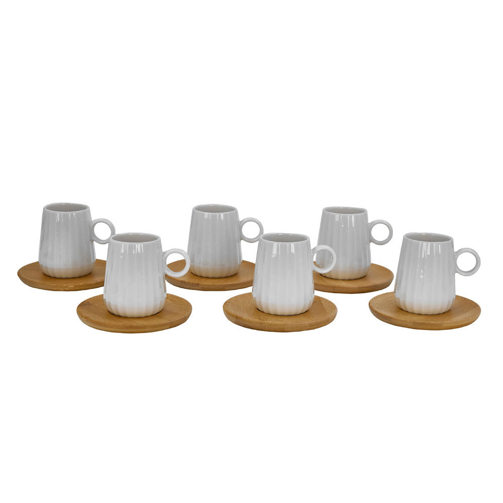 RIPPLE ΚΟΥΠΑ ESPRESSO SET 6ΤΜΧ 26x23x6 ΠΟΡΣΕΛΑΝΗ ΛΕΥΚΟ ΦΥΣΙΚΟ BAMBOO