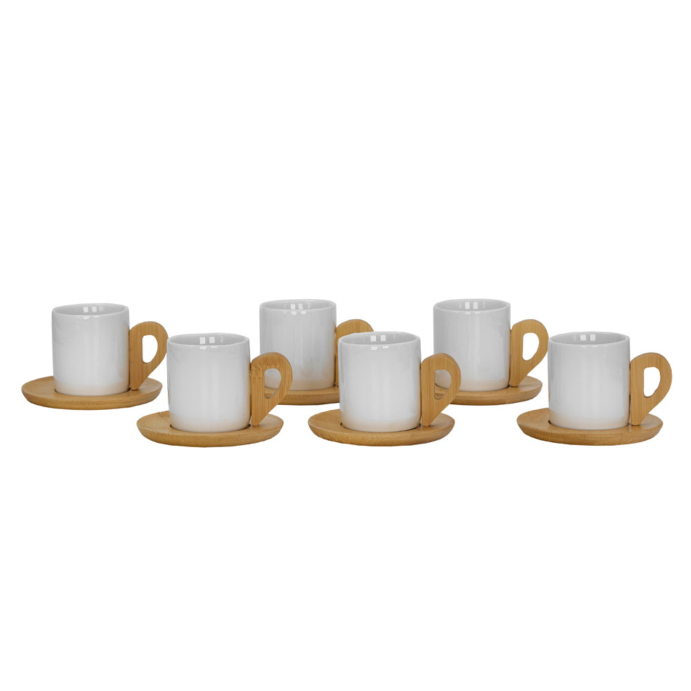 NORDIC ΚΟΥΠΑ ESPRESSO SET 6ΤΜΧ 29x21x7 ΠΟΡΣΕΛΑΝΗ ΛΕΥΚΟ ΦΥΣΙΚΟ BAMBOO