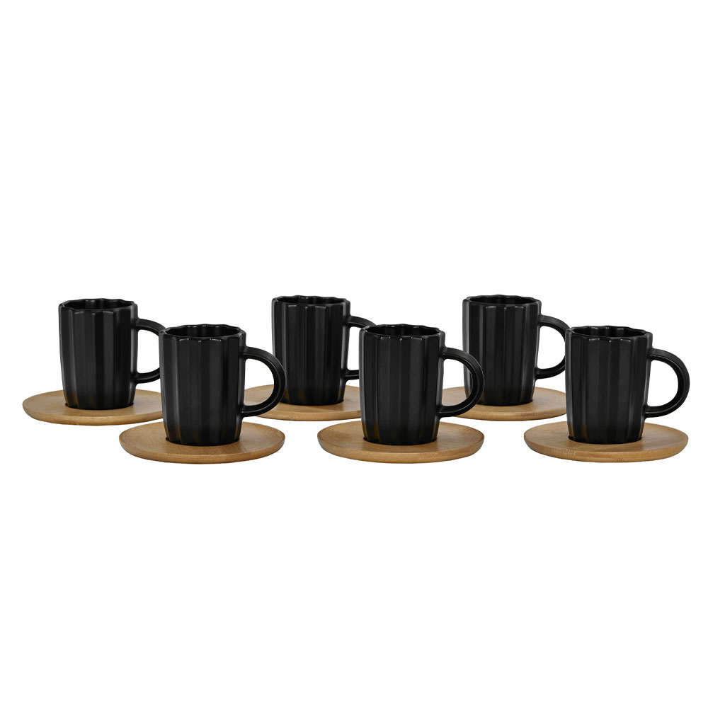 CACTUS ΚΟΥΠΑ ESPRESSO SET 6ΤΜΧ 32x28x7 ΠΟΡΣΕΛΑΝΗ ΜΑΥΡΟ ΦΥΣΙΚΟ BAMBOO