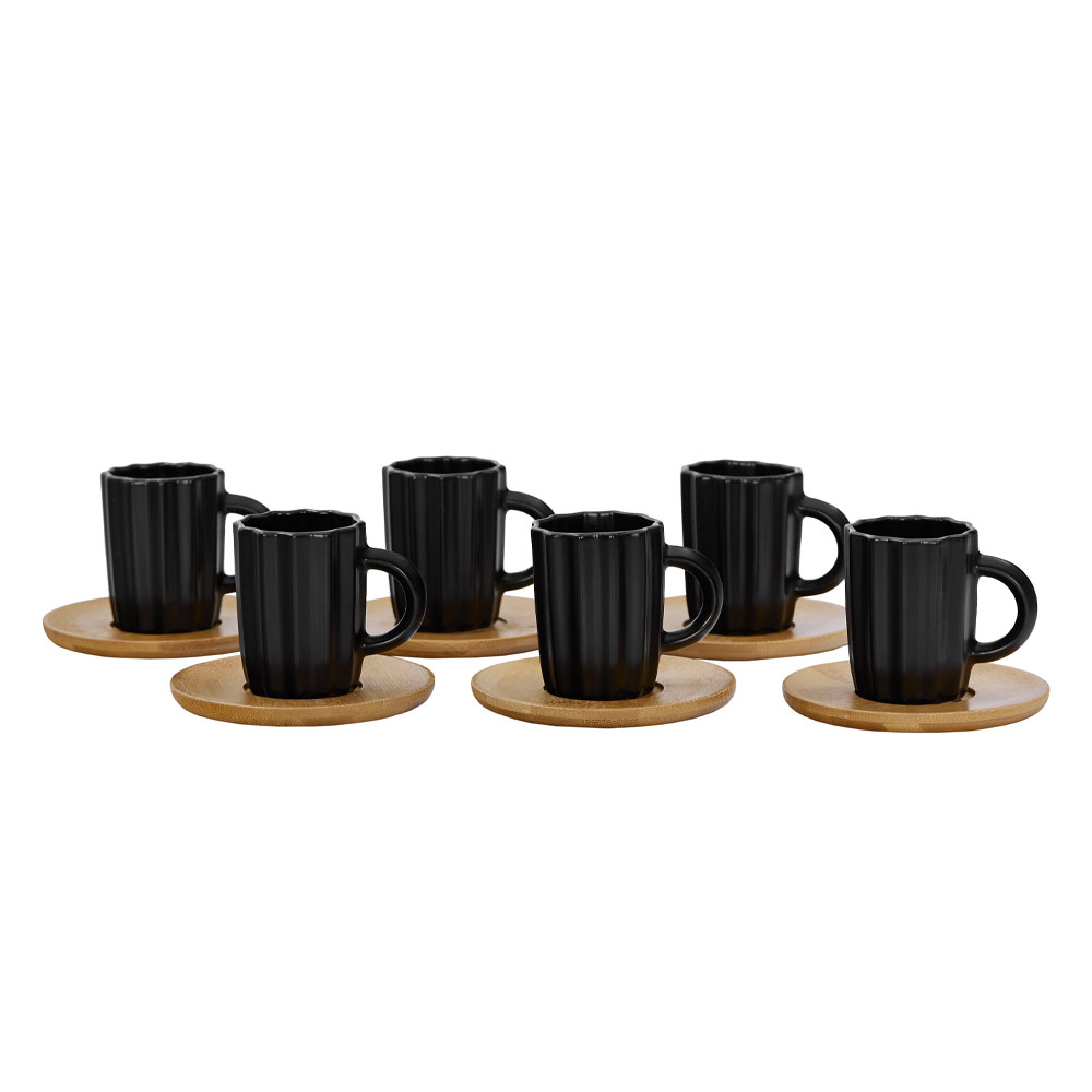 CACTUS ΚΟΥΠΑ ESPRESSO SET 6ΤΜΧ 27x22x6 ΠΟΡΣΕΛΑΝΗ ΜΑΥΡΟ ΦΥΣΙΚΟ BAMBOO