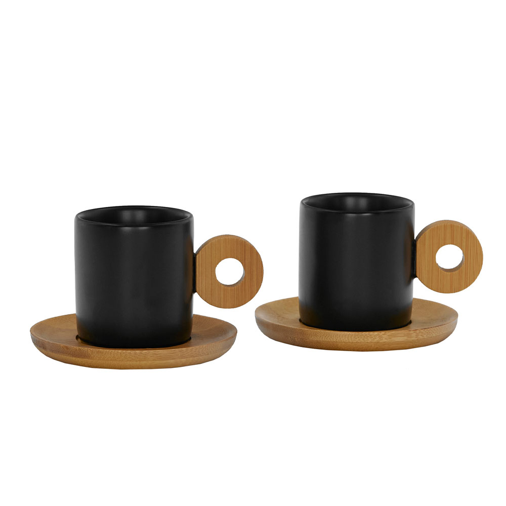 NORDIC ΚΟΥΠΑ ESPRESSO SET 2ΤΜΧ 20x14x7 ΠΟΡΣΕΛΑΝΗ ΜΑΥΡΟ ΦΥΣΙΚΟ BAMBOO