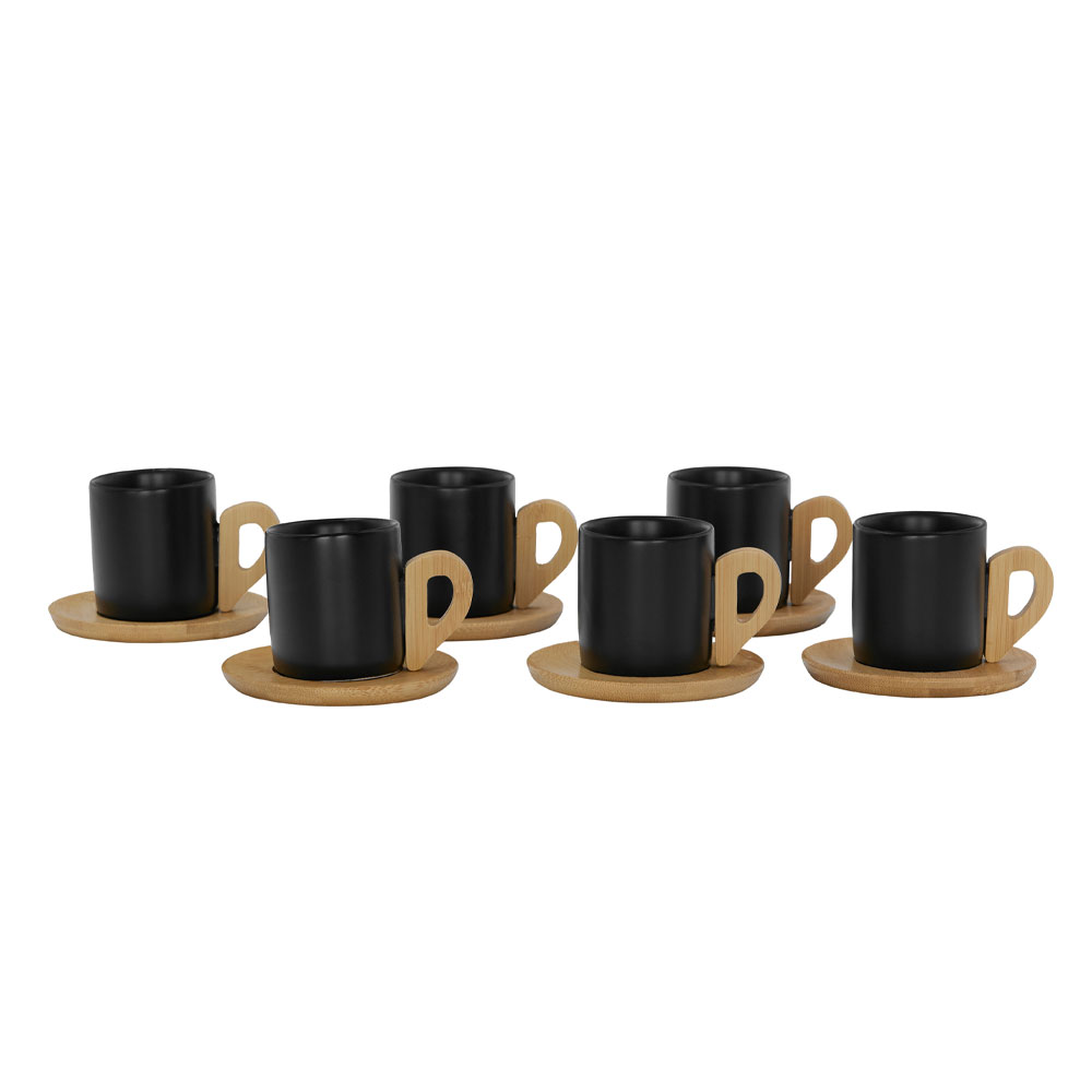 NORDIC ΚΟΥΠΑ ESPRESSO SET 6ΤΜΧ 29x21x7 ΠΟΡΣΕΛΑΝΗ ΜΑΥΡΟ ΦΥΣΙΚΟ BAMBOO