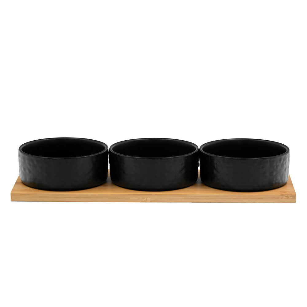 FLEURS ΜΠΩΛ SET 3ΤΜΧ 29x10x5 ΠΟΡΣΕΛΑΝΗ ΜΑΥΡΟ ΦΥΣΙΚΟ BAMBOO