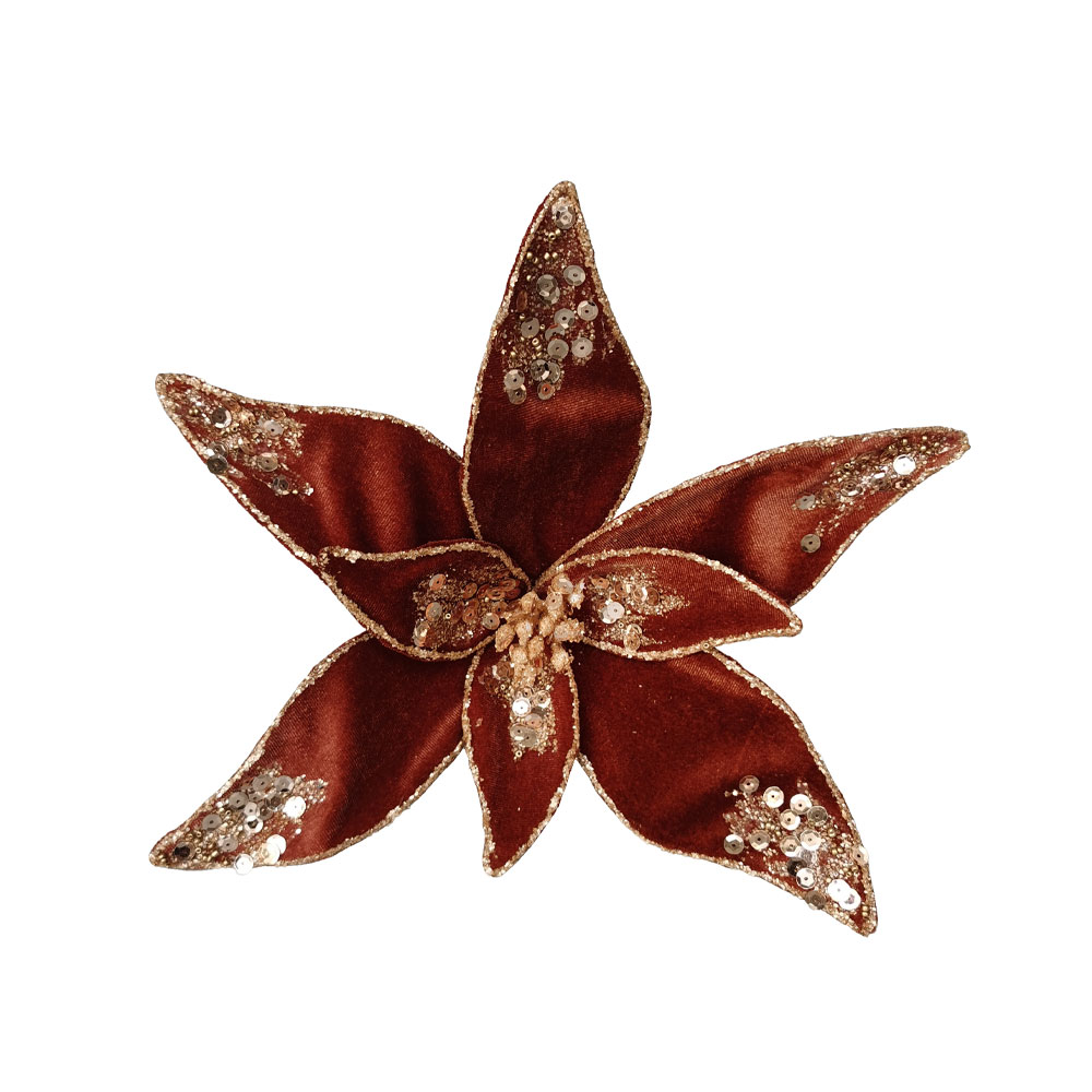 XMAS BROCADE FLOWER 3 ΛΟΥΛΟΥΔΙ TERRACOTTA