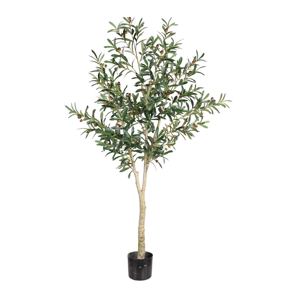 OLIVE TREE ΔΕΝΤΡΟ ΤΕΧΝΗΤΟ ΣΕ ΓΛΑΣΤΡΑ 180 PVC ΠΡΑΣΙΝΟ ΜΑΥΡΟ ΤΣΙΜΕΝΤΟ