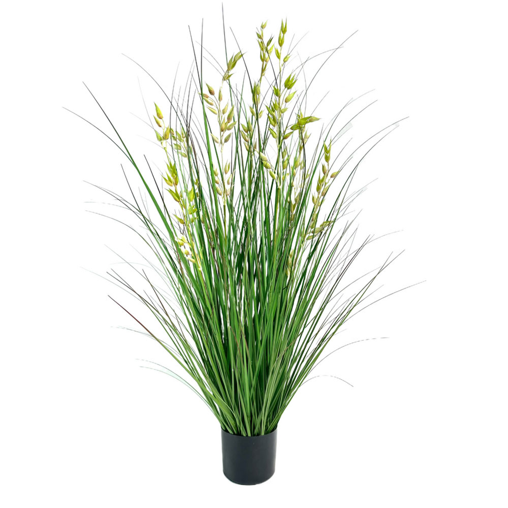 OAT GRASS ΤΕΧΝΗΤΟ ΦΥΤΟ ΣΕ ΓΛΑΣΤΡΑ PVC ΠΡΑΣΙΝΟ H120CM