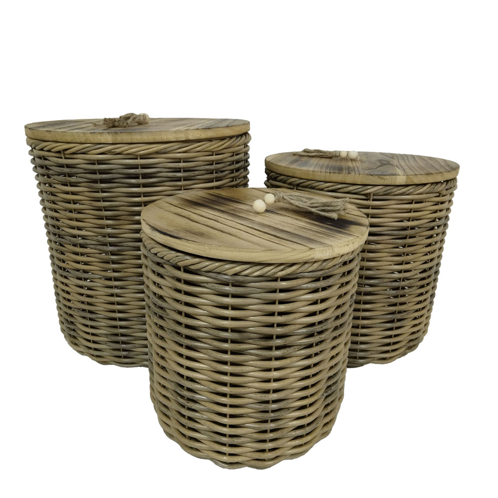 KEGAN ΚΟΥΤΙ ΑΠΟΘΗΚΕΥΣΗΣ ΣΕΤ 3ΤΜΧ 41x41x42 ΞΥΛΟ ΚΑΦΕ RATTAN