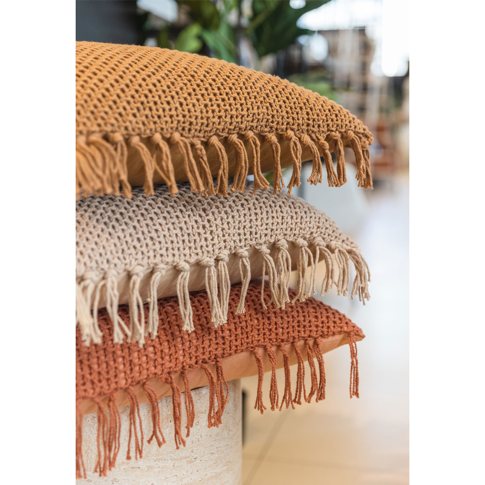 ARNAV ΔΙΑΚΟΣΜΗΤΙΚΟ ΜΑΞΙΛΑΡΙ 45x45cm ΥΦΑΣΜΑ ΜΠΕΖ POLYESTER