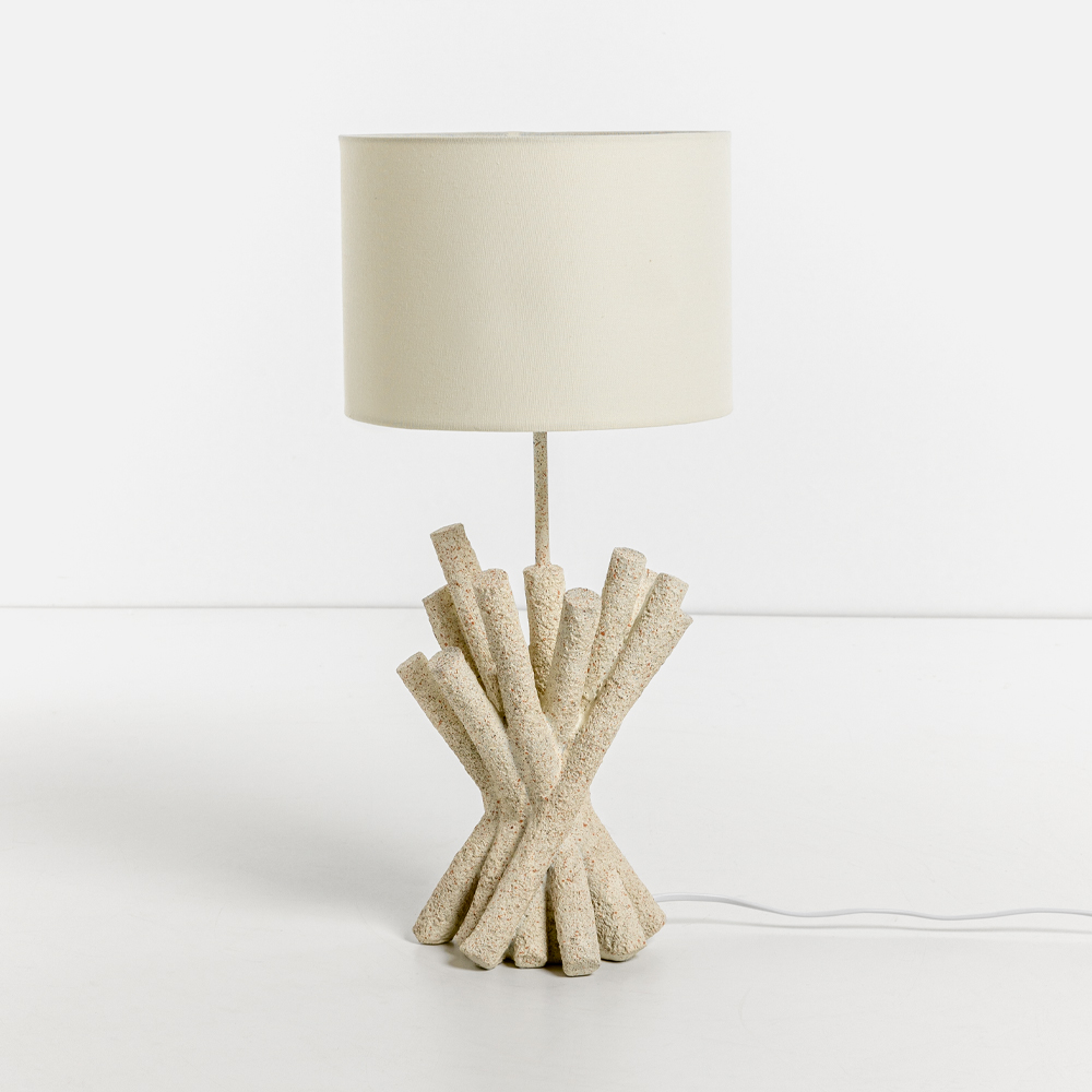 WOODLAND ΦΩΤΙΣΤΙΚΟ ΕΠΙΤΡΑΠΕΖΙΟ 26x26x54cm POLYRESIN ΛΕΥΚΟ ΥΦΑΣΜΑ OFF WHITE