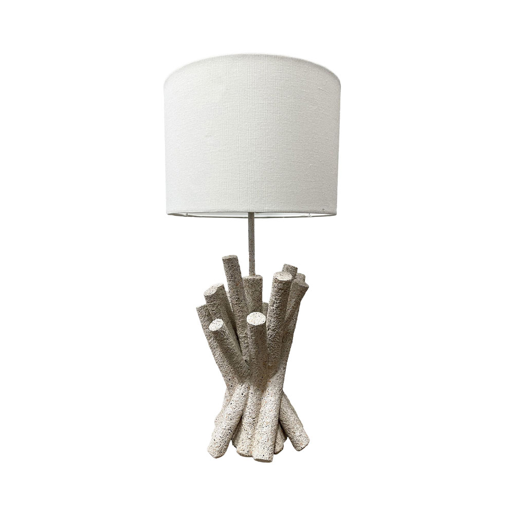 WOODLAND ΦΩΤΙΣΤΙΚΟ ΕΠΙΤΡΑΠΕΖΙΟ 26x26x18 POLYRESIN ΛΕΥΚΟ ΥΦΑΣΜΑ OFF WHITE