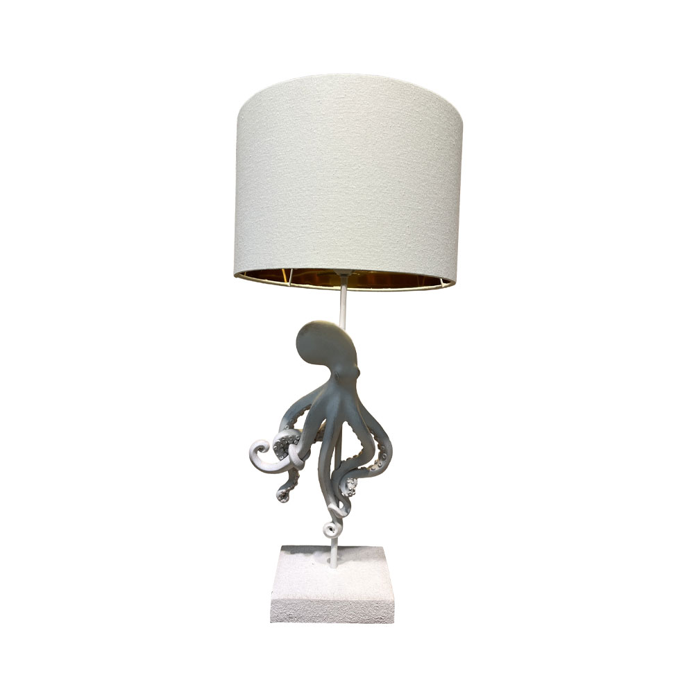 OCTOPUS ΦΩΤΙΣΤΙΚΟ ΕΠΙΤΡΑΠΕΖΙΟ 30x30x20 POLYRESIN ΛΕΥΚΟ ΥΦΑΣΜΑ ΓΚΡΙ ΛΕΥΚΟ