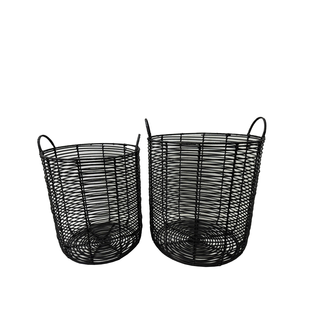 ONYX ΚΑΛΑΘΙ SET 2ΤΜΧ 40x40x51 RATTAN ΦΥΣΙΚΟ ΜΑΥΡΟ