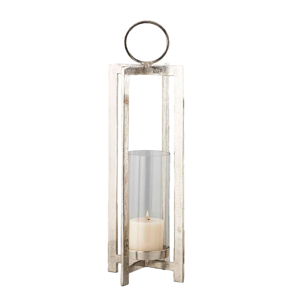 BEACON LIGHT ΦΑΝΑΡΙ 25.5x25.5x78 ΑΛΟΥΜΙΝΙΟ ΑΣΗΜΙ ΓΥΑΛΙ