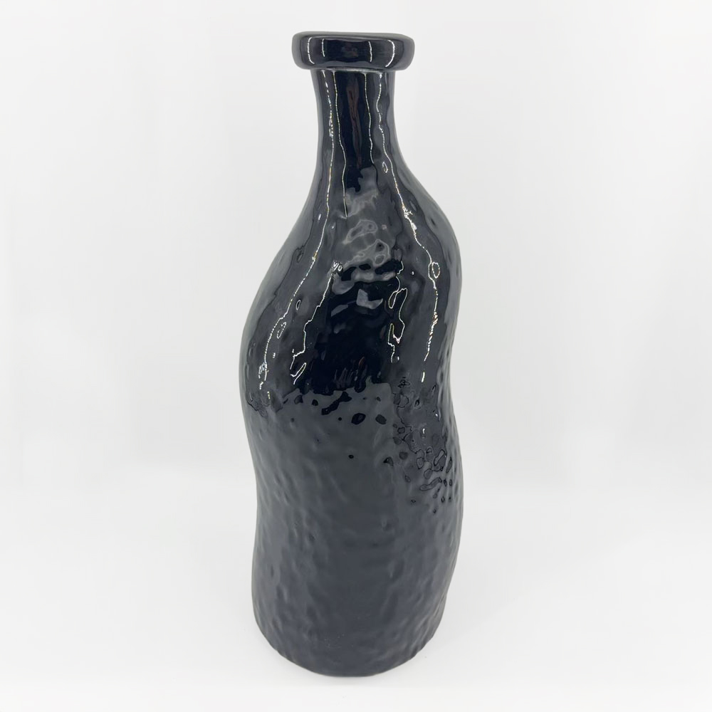 ROMAIN ΒΑΖΟ 15.5x15.5x40cm ΓΥΑΛΙ ΜΑΥΡΟ