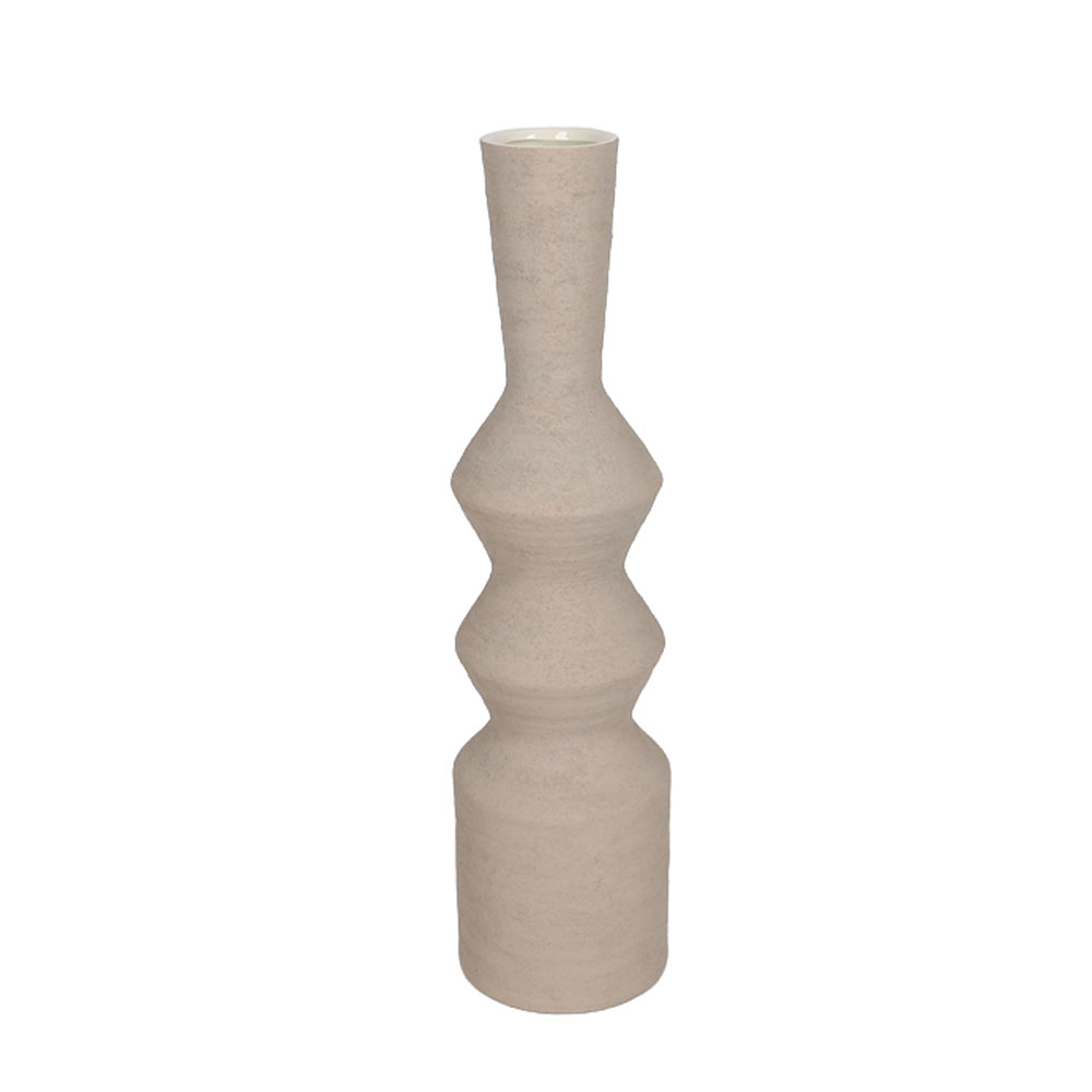 VIRELIA ΒΑΖΟ 15x15x60cm ΚΕΡΑΜΙΚΟ ΜΠΕΖ ΣΚΟΥΡΟ